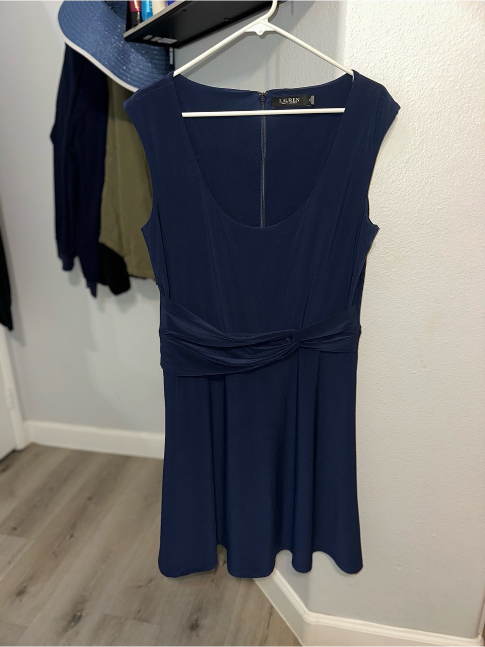 Ralph Lauren Navy Scoop-Neck Twist-Waist Dress